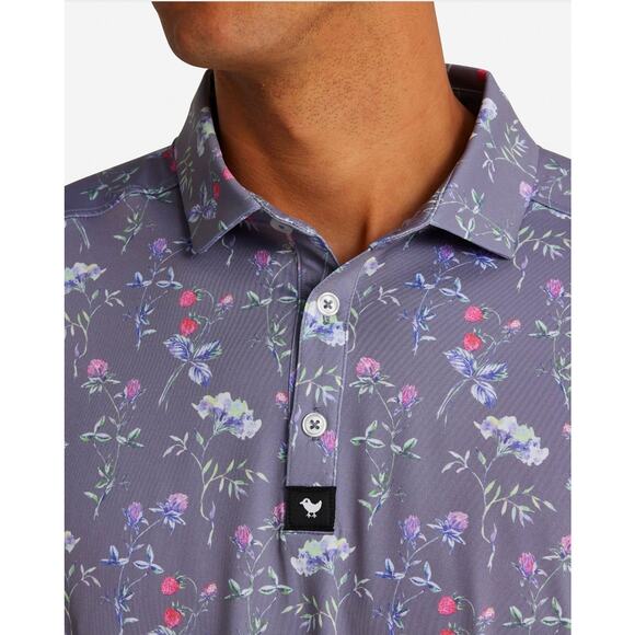 Bad Birdie Lush Core Performance Polo Mens Small 4 Way Stretch UPF 50 Anti Odor - Picture 3 of 10